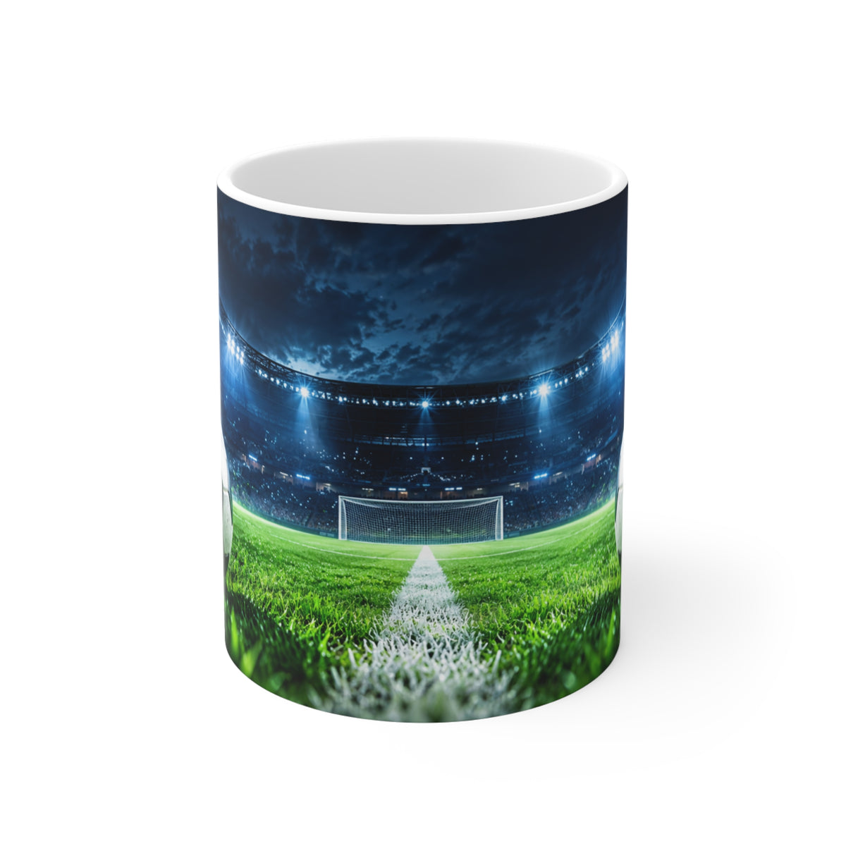 Mug Football Stade Illuminé – Tasse Ballon de Foot et Terrain – Cadeau Original Fan de Football Homme Femme