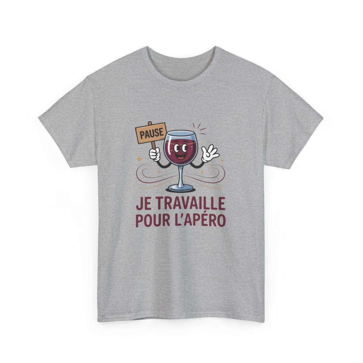 T-shirt Apéro Humour – "Je Travaille Pour l’Apéro" – Design Verre de Vin Rigolo et Coloré