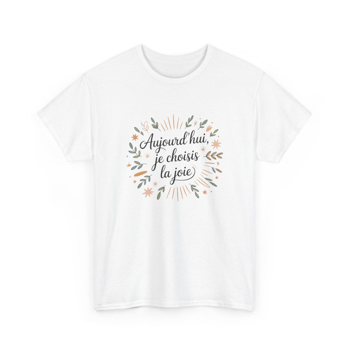 T-shirt Positif Femme – "Aujourd’hui Je Choisis la Joie" – Tee-Shirt Blanc ou Gris Floral Bien-Être