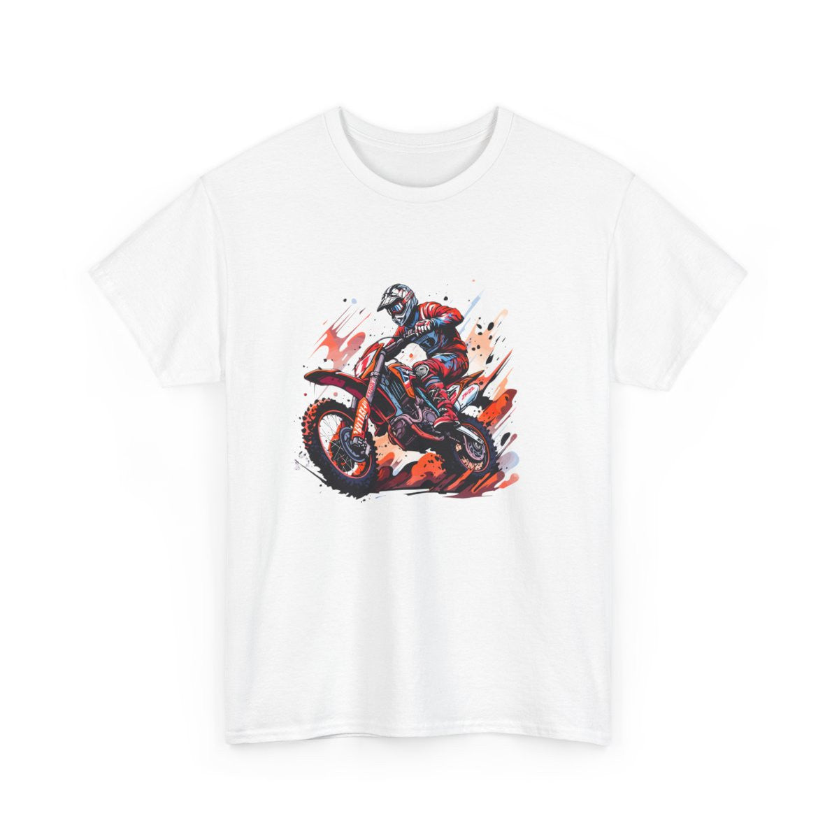 T-shirt Motocross Homme – Pilote Moto Saut Enduro – Tee-Shirt Sport Extrême Blanc Gris Unisexe