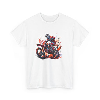 T-shirt Motocross Homme – Pilote Moto Saut Enduro – Tee-Shirt Sport Extrême Blanc Gris Unisexe