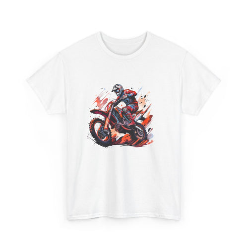 T-shirt Motocross Homme – Pilote Moto Saut Enduro – Tee-Shirt Sport Extrême Blanc Gris Unisexe