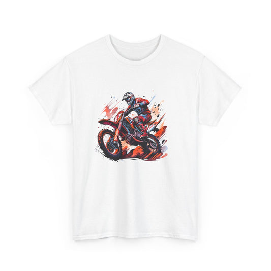 T-shirt Motocross Homme – Pilote Moto Saut Enduro – Tee-Shirt Sport Extrême Blanc Gris Unisexe