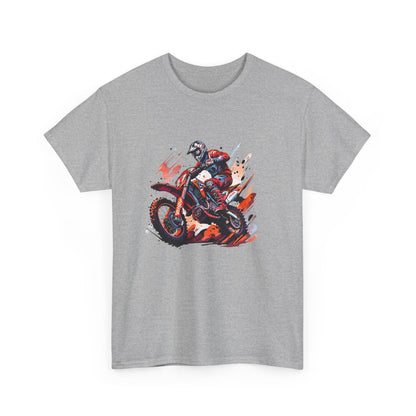 T-shirt Motocross Homme – Pilote Moto Saut Enduro – Tee-Shirt Sport Extrême Blanc Gris Unisexe