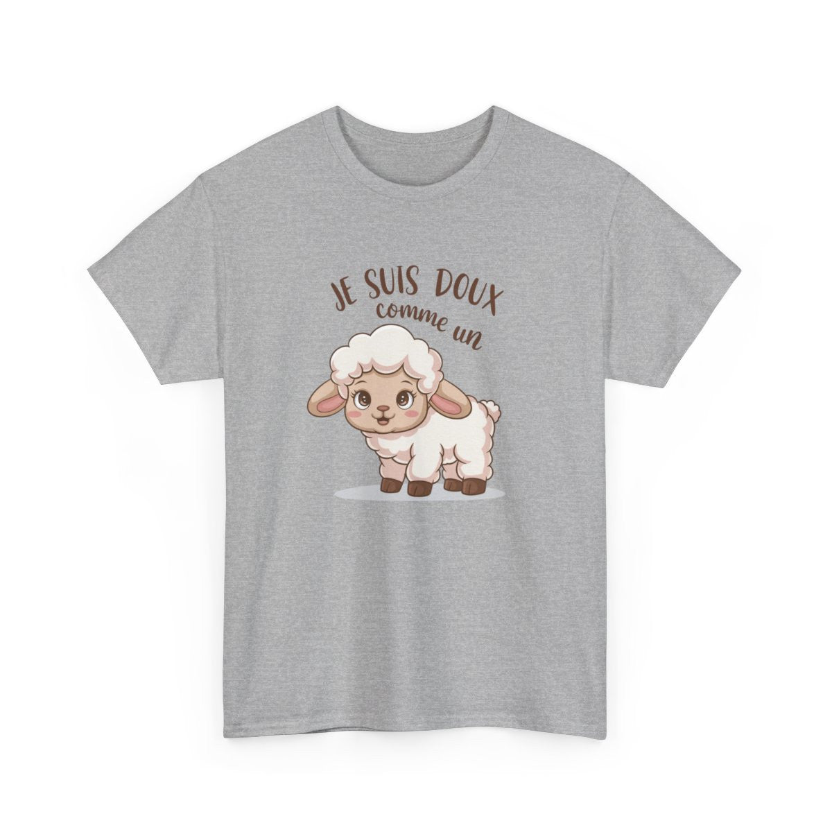 T-shirt Doux Agneau – "Je Suis Doux Comme Un Mouton" – Tee-Shirt Mignon Blanc Gris