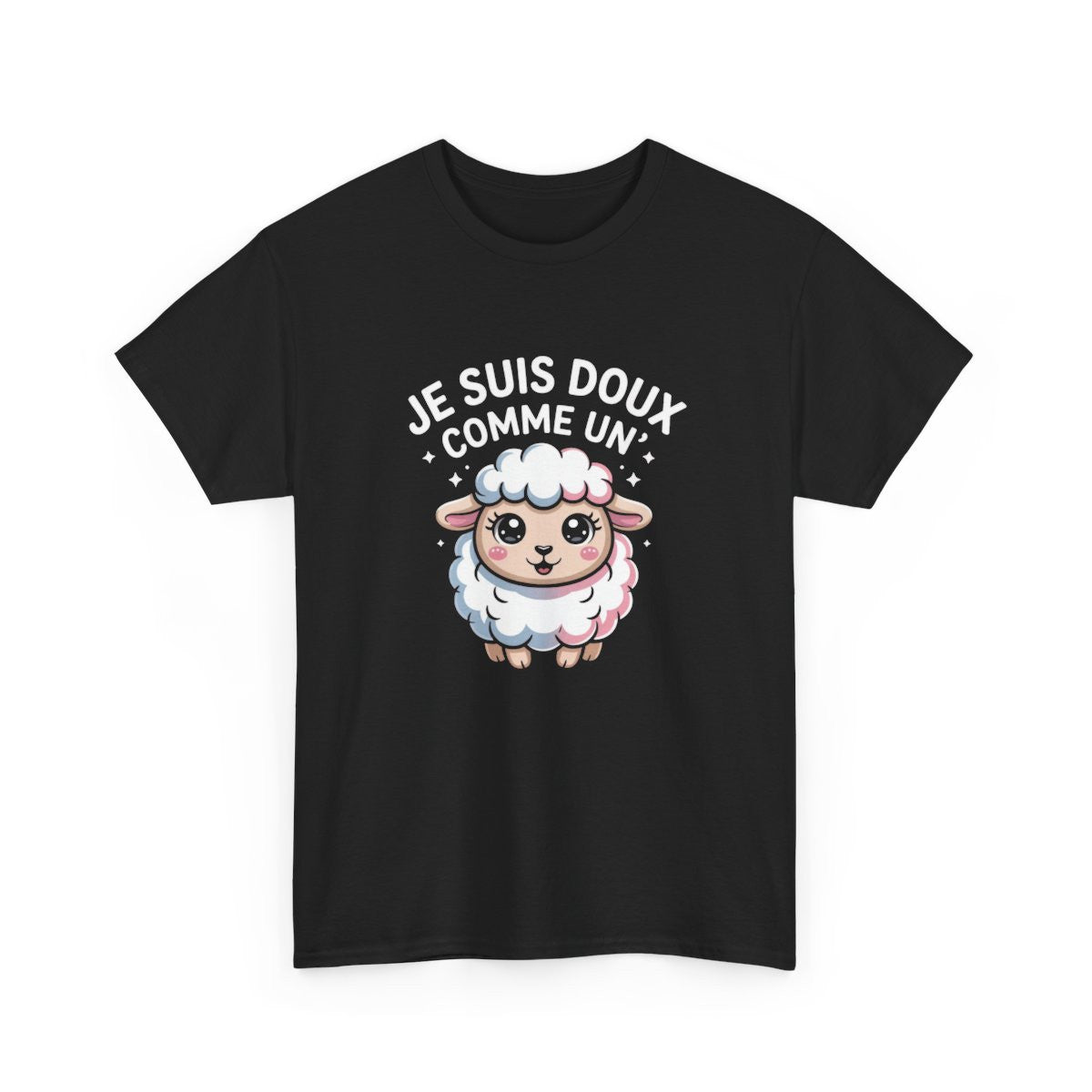 T-shirt Kawaii Noir – "Je Suis Doux Comme Un Mouton" – Tee-Shirt Mignon Agneau Pastel Unisexe S à 3XL