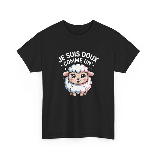 T-shirt Kawaii Noir – "Je Suis Doux Comme Un Mouton" – Tee-Shirt Mignon Agneau Pastel Unisexe S à 3XL