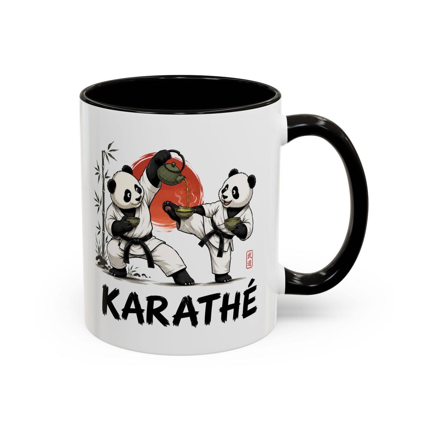 Mug Panda Karaté – Tasse Arts Martiaux Pandas et Thé Japonais – Cadeau Original Karatéka Homme et Femme Noir Bleu Rouge