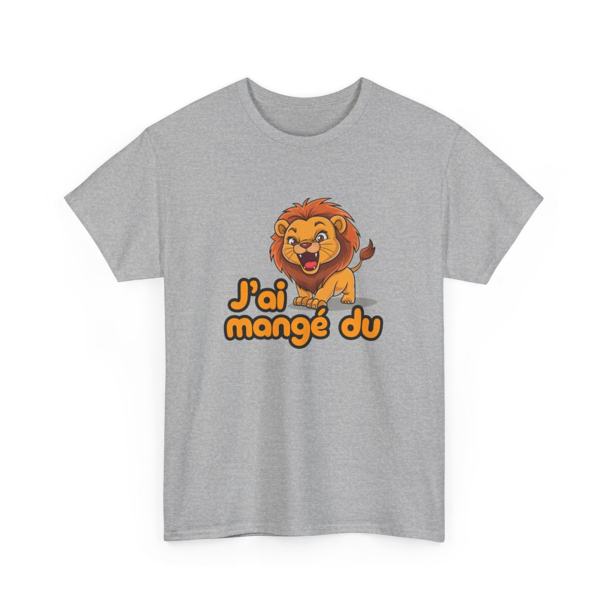 T-shirt Drôle Adulte – "J’ai Mangé du Lion" – Tee-Shirt Féroce Lion Cartoon Blanc Gris Noir Unisexe S à 3XL