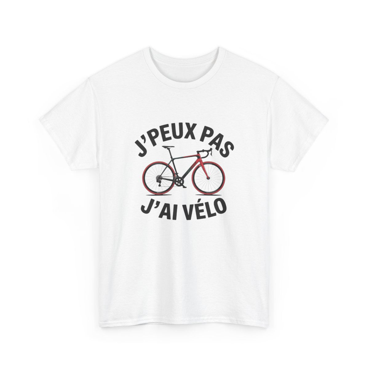 T-shirt Cyclisme – "J’Peux Pas J’Ai Vélo" – Tee-Shirt Humour Sport Vélo Route Blanc Gris Unisexe S à 3XL