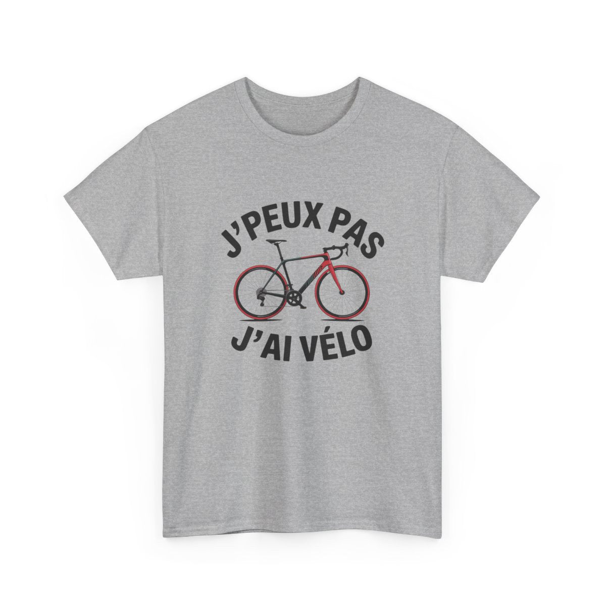 T-shirt Cyclisme – "J’Peux Pas J’Ai Vélo" – Tee-Shirt Humour Sport Vélo Route Blanc Gris Unisexe S à 3XL