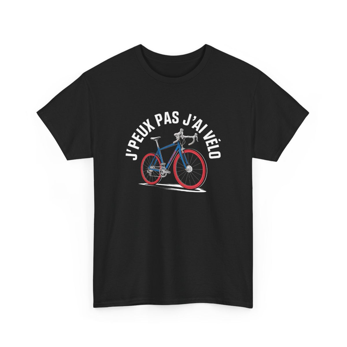 T-shirt Cyclisme Noir – "J’Peux Pas J’Ai Vélo" – Tee-Shirt Vélo Route Drôle Adulte Passion Sport Unisexe S à 3XL