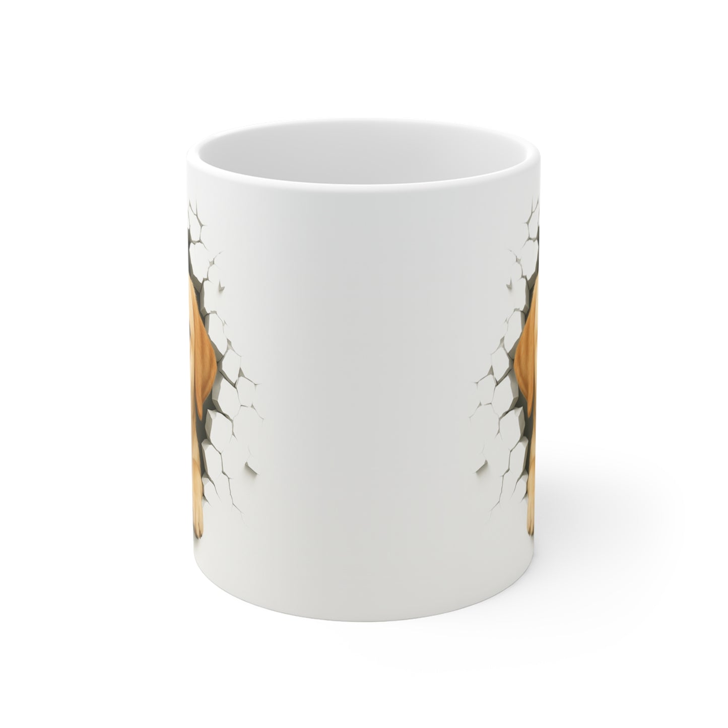 Mug Labrador Sable Effet Mur Cassé – Tasse Chien 3D Trompe-l’œil – Cadeau Original Amoureux du Labrador