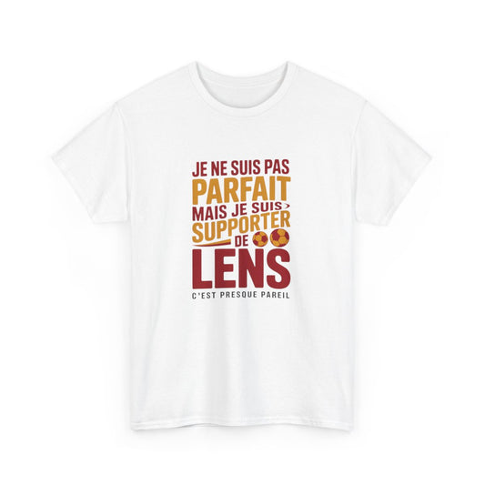 T-shirt Foot RC Lens – "Je Suis Supporter Lensois" – Tee-Shirt Blanc Gris Rouge Or Humour Club Football Adulte S à 3XL