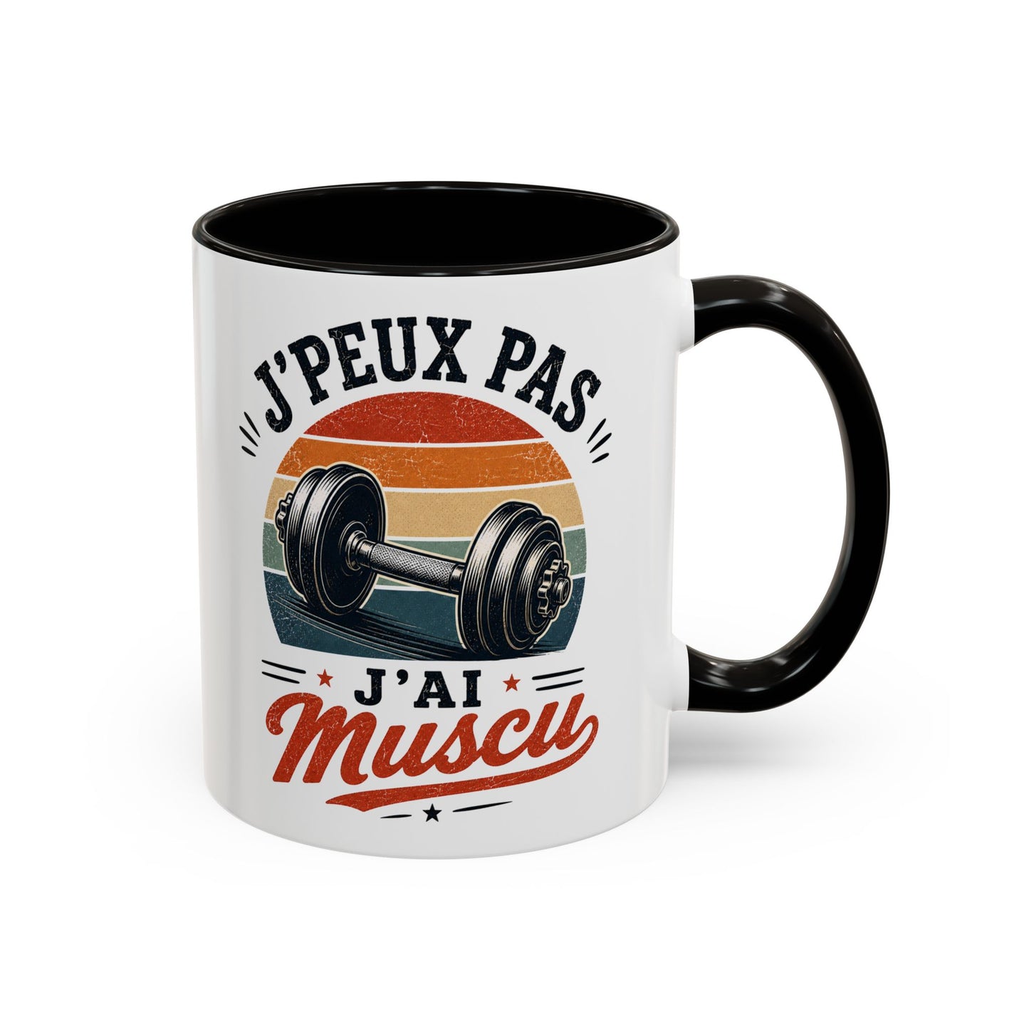 Tasse J’Peux Pas J’Ai Muscu – Mug Fitness Vintage Humoristique – Cadeau Musculation Homme Femme 325ml