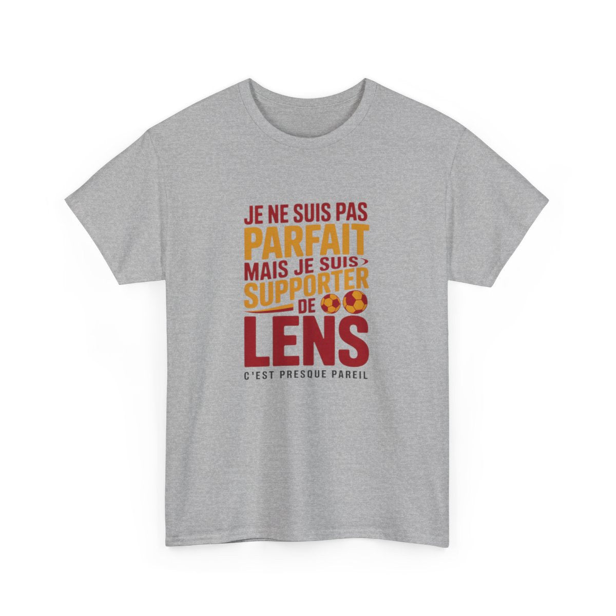 T-shirt Foot RC Lens – "Je Suis Supporter Lensois" – Tee-Shirt Blanc Gris Rouge Or Humour Club Football Adulte S à 3XL