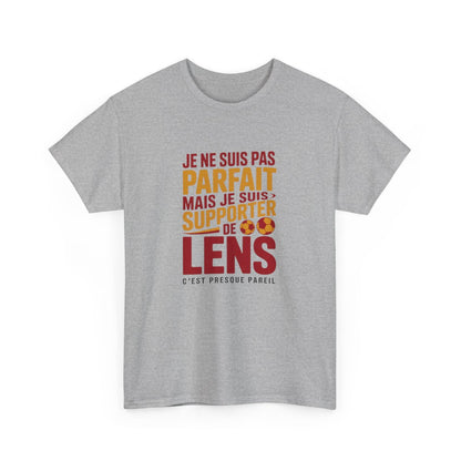 T-shirt Foot RC Lens – "Je Suis Supporter Lensois" – Tee-Shirt Blanc Gris Rouge Or Humour Club Football Adulte S à 3XL