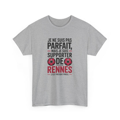 T-shirt Rennes Football – "Je Suis Supporter de Rennes" – Tee-Shirt Blanc Gris Stade Rennais Humour Rouge Noir Adulte S à 3XL