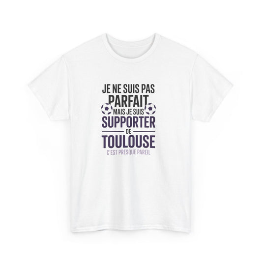 T-shirt Football Toulouse – "Je Suis Supporter TFC" – Tee-Shirt Blanc Gris Violet Humour Ligue 1 Adulte S à 3XL