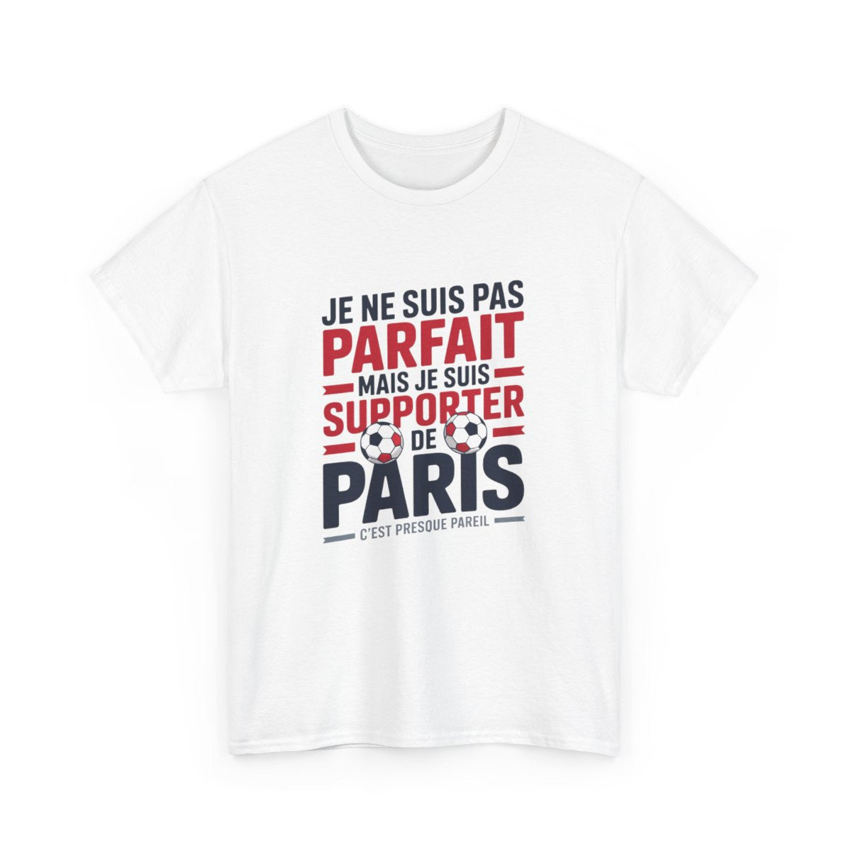 T-shirt Supporter PSG – "Je Suis Supporter de Paris" – Tee-Shirt Football Rouge Bleu Blanc Gris Adulte Ligue 1