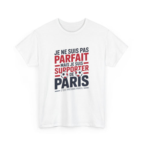 T-shirt Supporter PSG – "Je Suis Supporter de Paris" – Tee-Shirt Football Rouge Bleu Blanc Gris Adulte Ligue 1