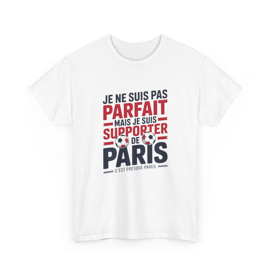 T-shirt Supporter PSG – "Je Suis Supporter de Paris" – Tee-Shirt Football Rouge Bleu Blanc Gris Adulte Ligue 1