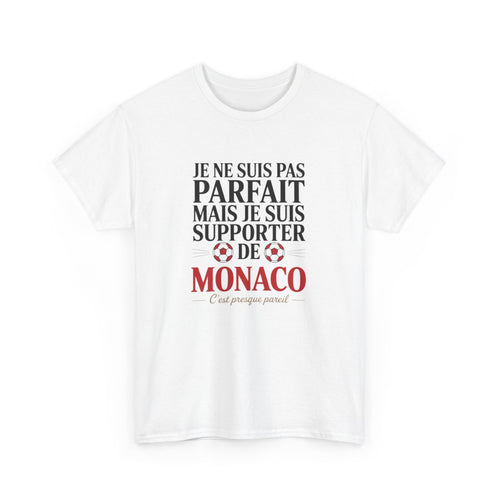 T-shirt AS Monaco Supporter Je Suis Monégasque  Tee-Shirt Football Rouge Blanc Gris Homme Adulte