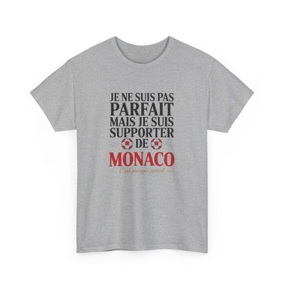 T-shirt AS Monaco Supporter Je Suis Monégasque  Tee-Shirt Football Rouge Blanc Gris Homme Adulte