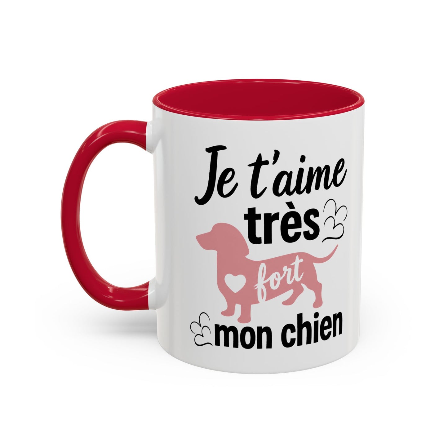 Mug Teckel Homme et Femme – Tasse Chien pour Maître et Maîtresse – Cadeau Amoureux des Chiens et Animaux – Idée Cadeau Propriétaire de Teckel – 325 ml Noir Bleu Rouge