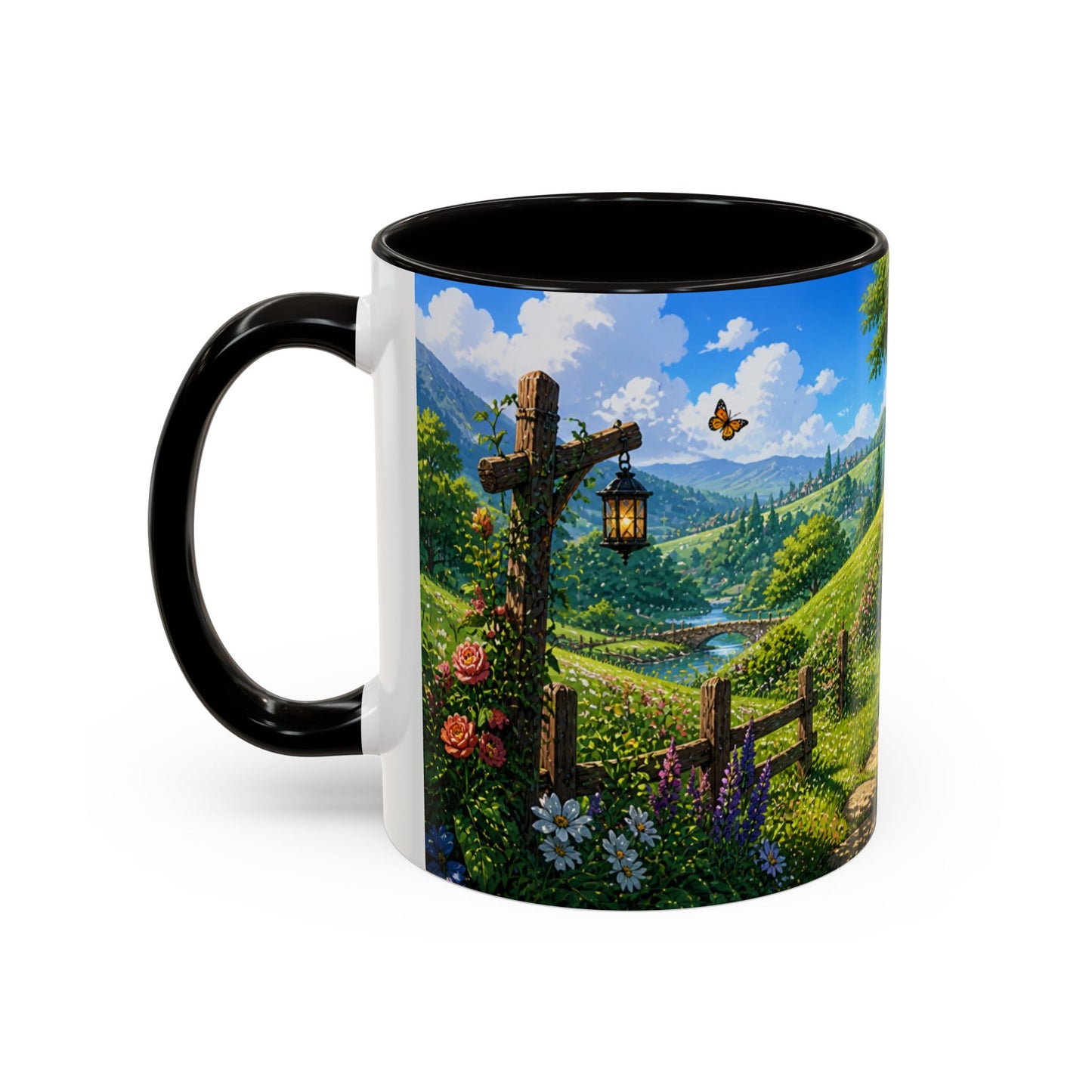 Tasse Maison Hobbit – Mug Cottage Fantastique avec Jardin Fleuri et Paysage Nature – Ambiance Fantasy 325ml