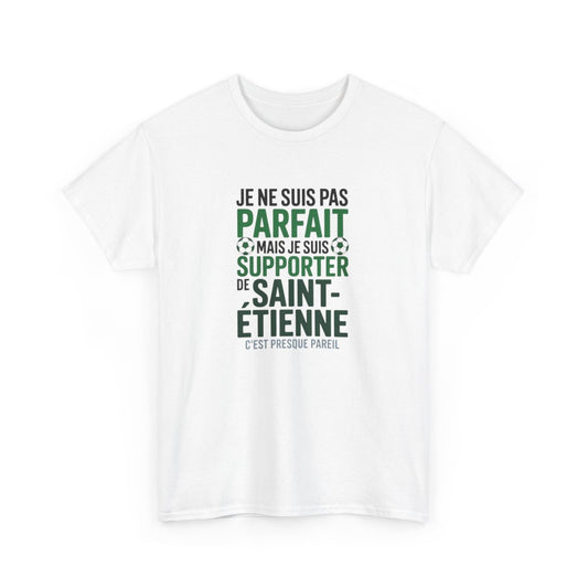 T-shirt Supporter Saint-Étienne Humour – Tee Shirt Blanc Gris Homme – Cadeau Fan Football S à 3XL