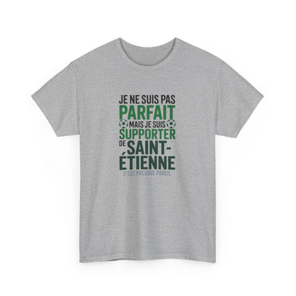 T-shirt Supporter Saint-Étienne Humour – Tee Shirt Blanc Gris Homme – Cadeau Fan Football S à 3XL