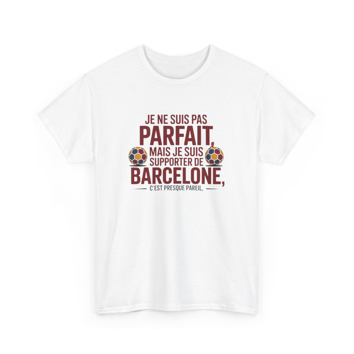 T-shirt Humour Supporter Barcelone – Tee Shirt Foot Homme Blanc Gris – Cadeau Fan FC Barcelone S à 3XL