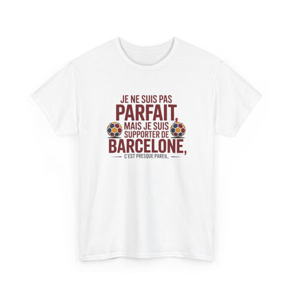 T-shirt Humour Supporter Barcelone – Tee Shirt Foot Homme Blanc Gris – Cadeau Fan FC Barcelone S à 3XL