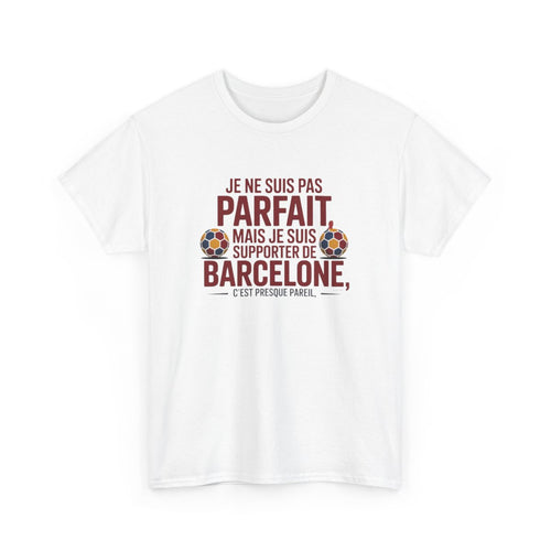 T-shirt Humour Supporter Barcelone – Tee Shirt Foot Homme Blanc Gris – Cadeau Fan FC Barcelone S à 3XL