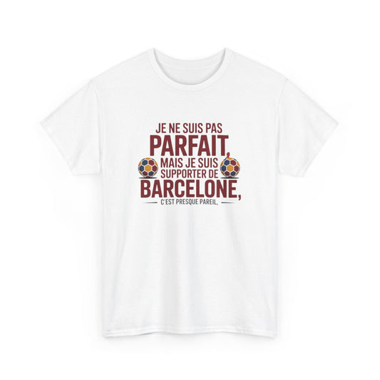 T-shirt Humour Supporter Barcelone – Tee Shirt Foot Homme Blanc Gris – Cadeau Fan FC Barcelone S à 3XL
