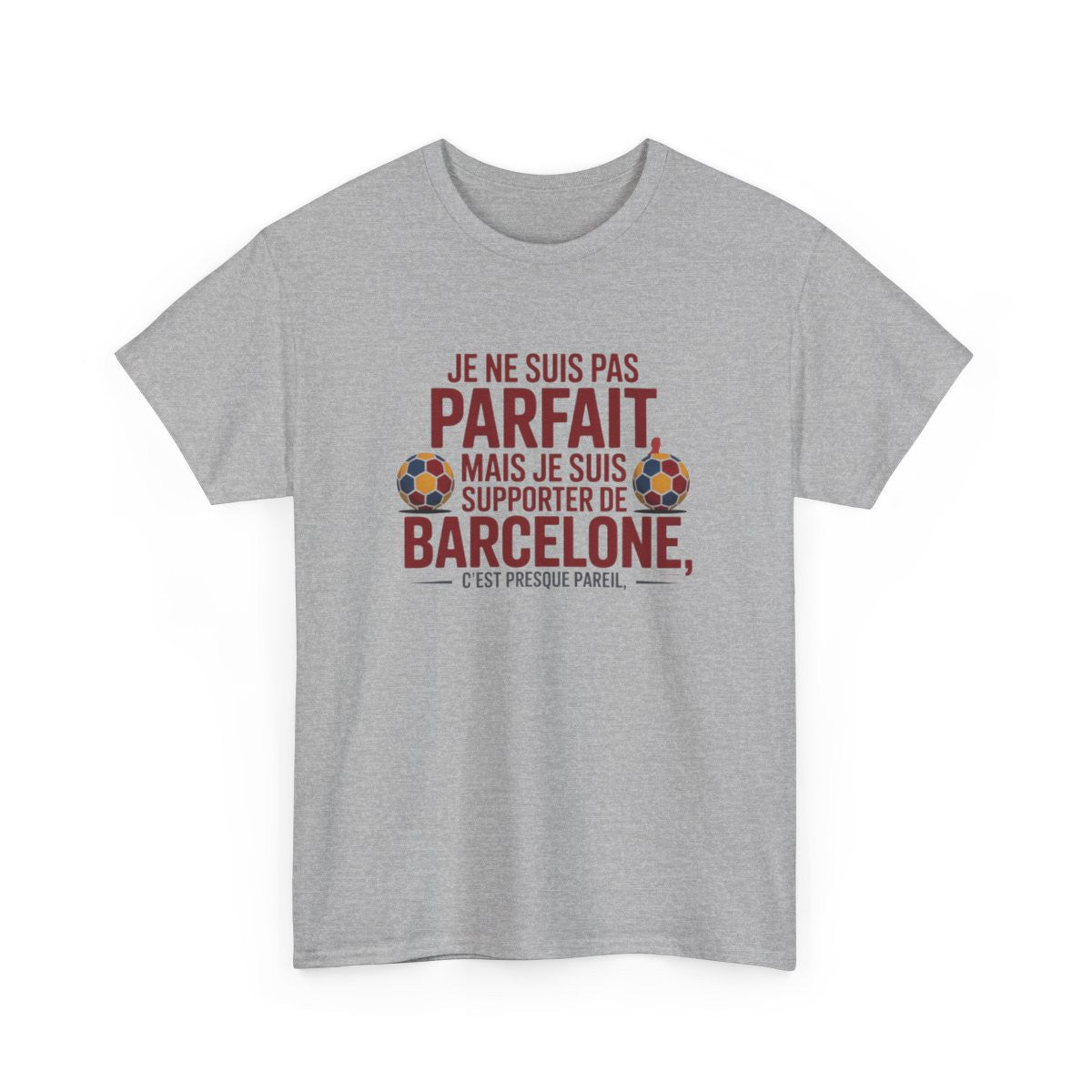 T-shirt Humour Supporter Barcelone – Tee Shirt Foot Homme Blanc Gris – Cadeau Fan FC Barcelone S à 3XL