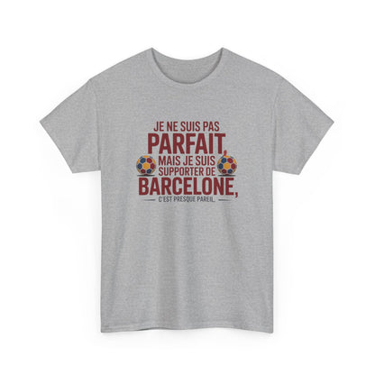 T-shirt Humour Supporter Barcelone – Tee Shirt Foot Homme Blanc Gris – Cadeau Fan FC Barcelone S à 3XL