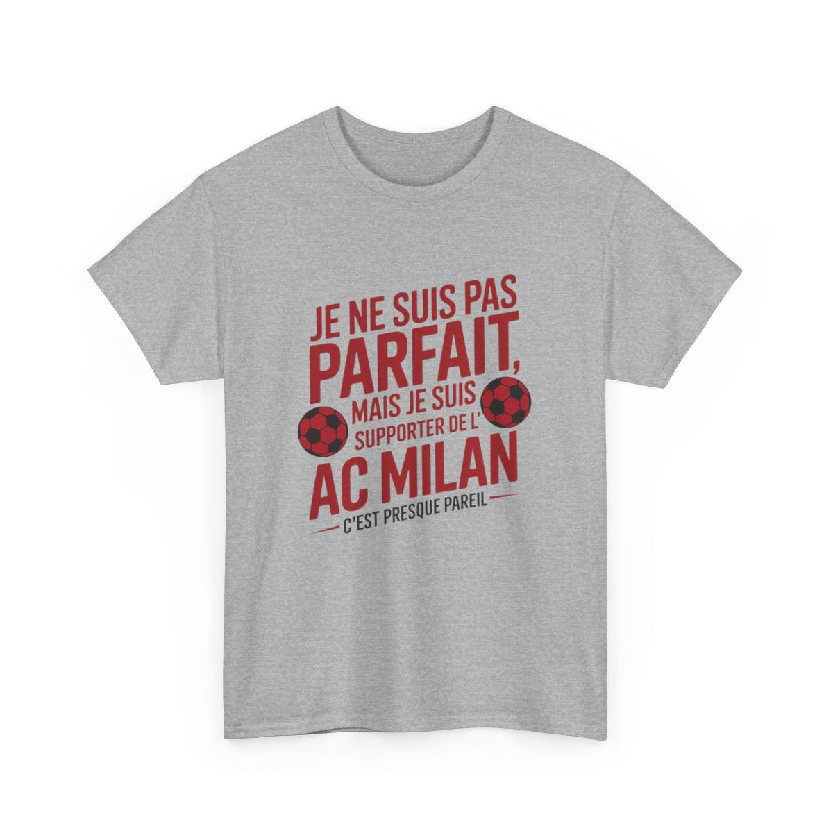 T-shirt Supporter AC Milan Humour – Tee Shirt Foot Homme Blanc Gris – Cadeau Fan Football S à 3XL