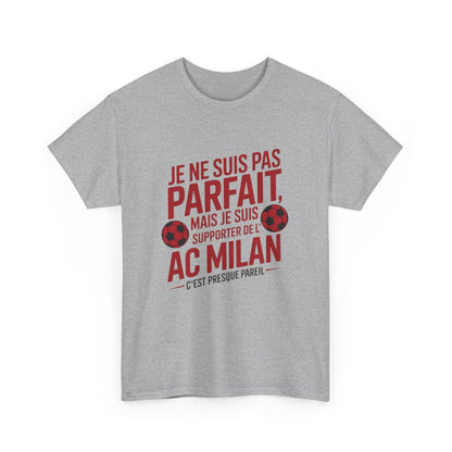 T-shirt Supporter AC Milan Humour – Tee Shirt Foot Homme Blanc Gris – Cadeau Fan Football S à 3XL