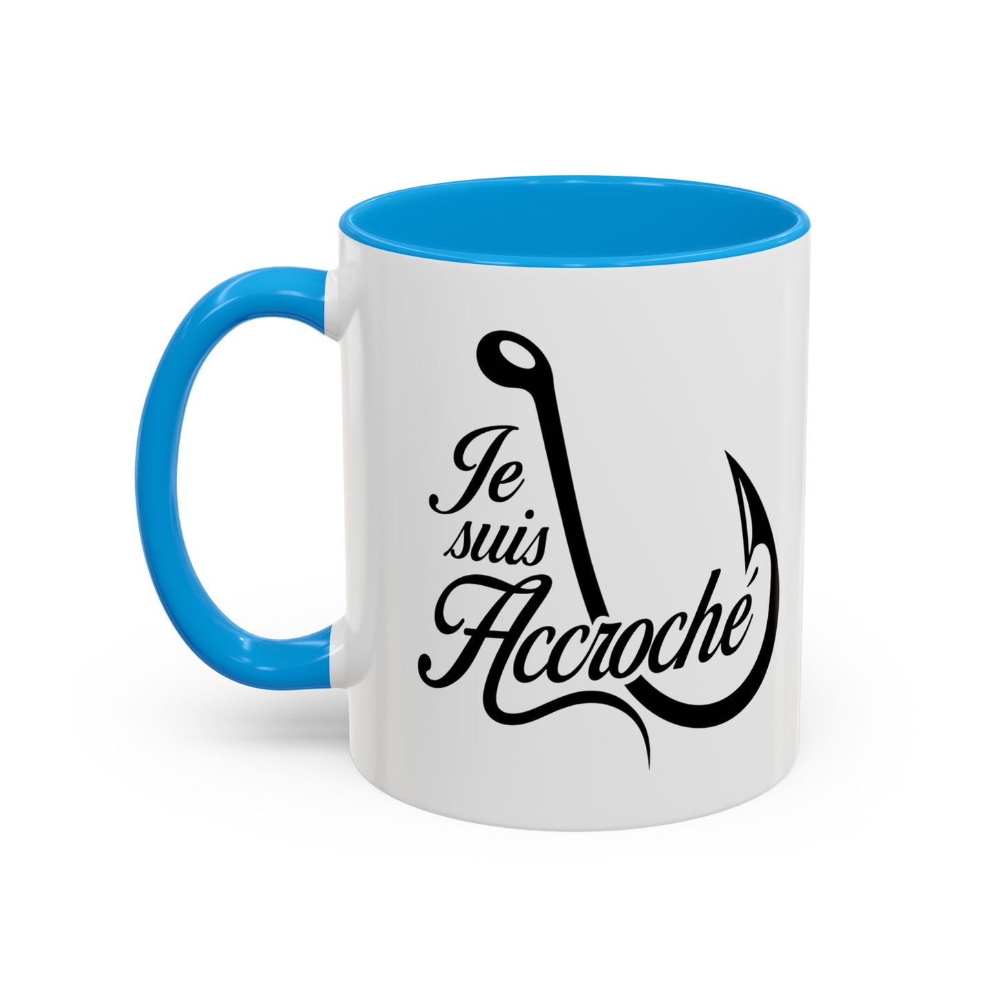 Mug Pêche Humoristique – Tasse Passion Pêcheur – Cadeau Homme Amateur de Poissons, Lac et Rivière – 325 ml Noir Bleu Rouge