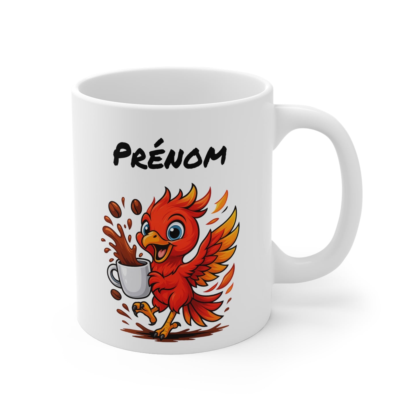 Tasse Personnalisable Phénix Café – Mug Prénom Oiseau de Feu – Cadeau Fantastique et Énergique 325ml