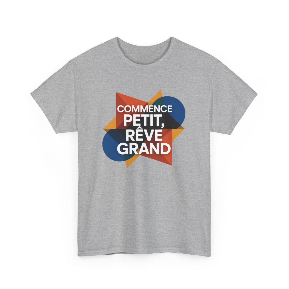 T-shirt Commence Petit Rêve Grand – Tee Shirt Citation Motivation Blanc Gris – Design Positif Homme Femme S à 3XL