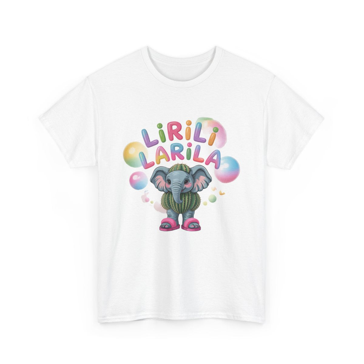 T-shirt Lirili Larila Éléphant Cactus – Tee Shirt Mignon Kawaii Humour Blanc Noir Gris – Unisexe S à 3XL