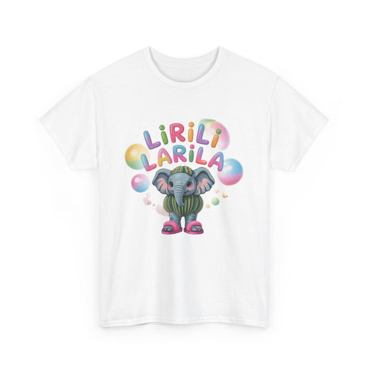 T-shirt Lirili Larila Éléphant Cactus – Tee Shirt Mignon Kawaii Humour Blanc Noir Gris – Unisexe S à 3XL