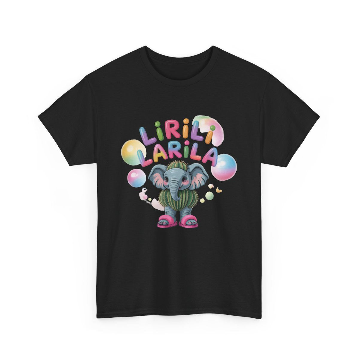 T-shirt Lirili Larila Éléphant Cactus – Tee Shirt Mignon Kawaii Humour Blanc Noir Gris – Unisexe S à 3XL