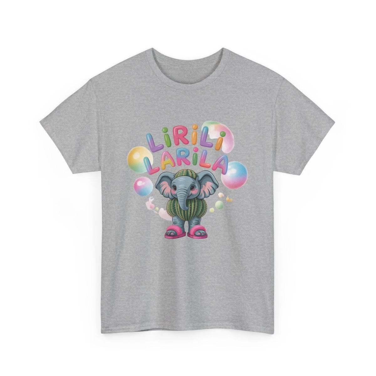 T-shirt Lirili Larila Éléphant Cactus – Tee Shirt Mignon Kawaii Humour Blanc Noir Gris – Unisexe S à 3XL