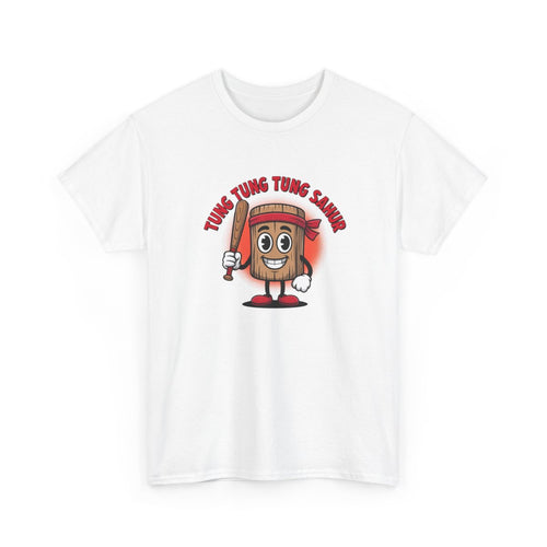 T-shirt Tung Tung Tung Sahur – Tee Shirt Ramadan Humour Blanc – Tambour Personnage Drôle S à 3XL