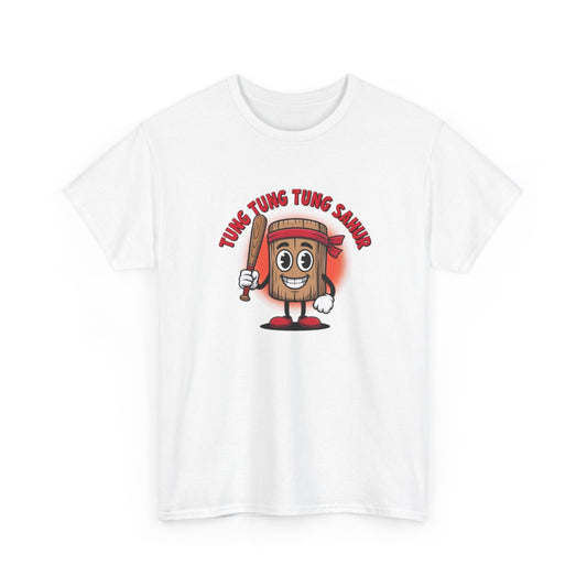 T-shirt Tung Tung Tung Sahur – Tee Shirt Ramadan Humour Blanc – Tambour Personnage Drôle S à 3XL
