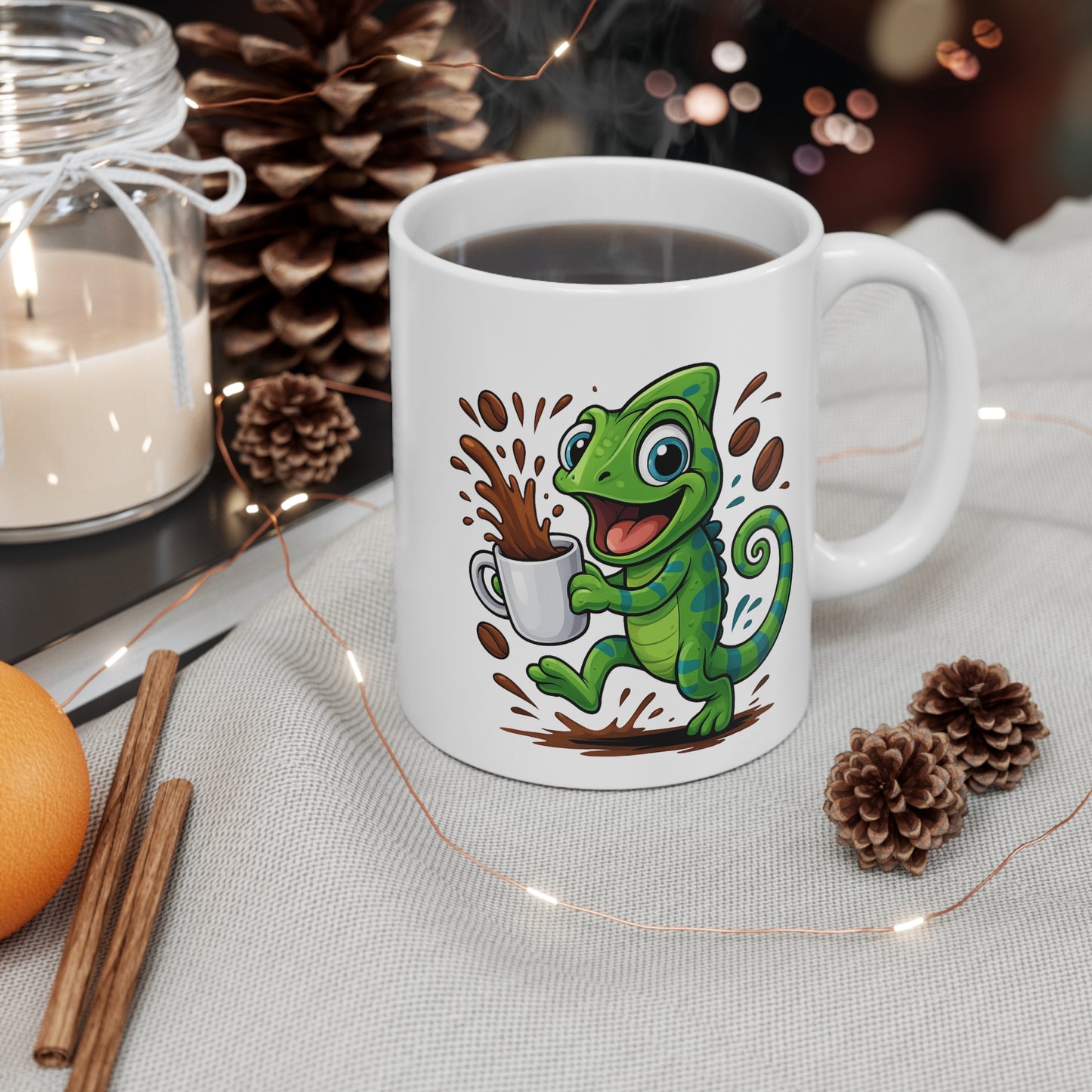Mug Caméléon Café – Tasse Céramique 325ml – Design Cartoon Mignon – Cadeau Original